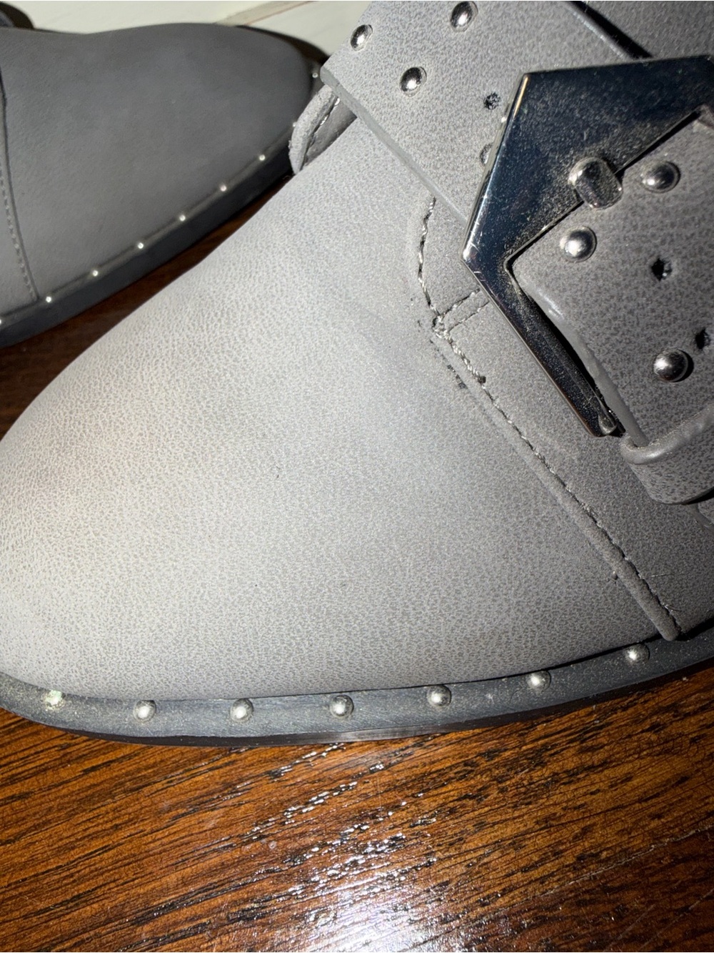 🎉Forever 21 Gray Studded Buckle Ankle Booties - Picture 5 of 11